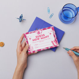 Tarjeta De Recepción Niña rosa disco adivina cuántos besos de juego