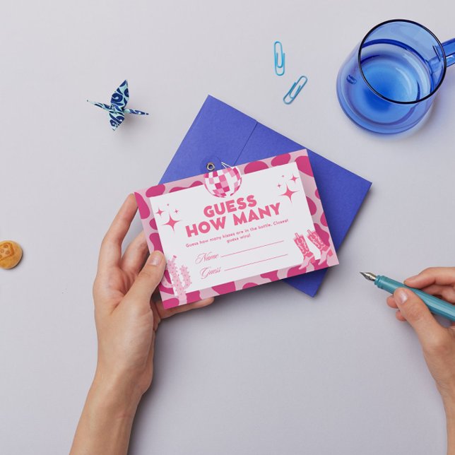 Tarjeta De Recepción Niña rosa disco adivina cuántos besos de juego (Subido por el creador)