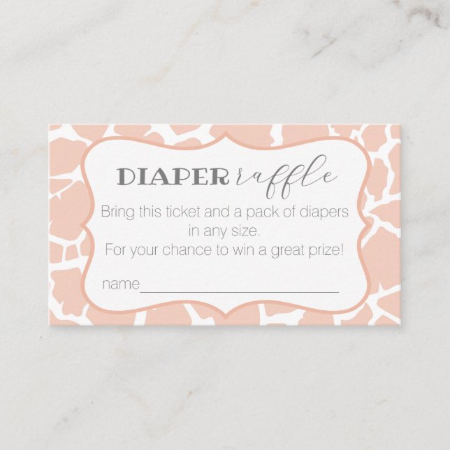 Tarjeta De Recepción Niña Rosa Giraffe Diaper Raffle (Anverso)