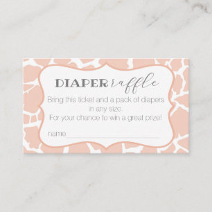 Tarjeta De Recepción Niña Rosa Giraffe Diaper Raffle