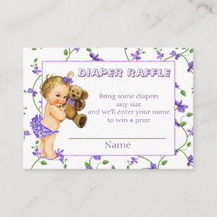 Tarjeta De Recepción Niña Vintage Baby Shower Diaper Raffle