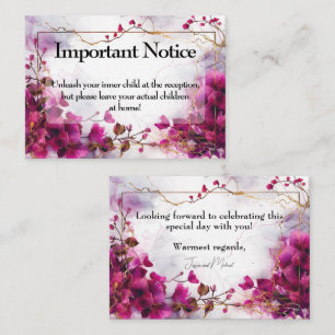 Tarjeta De Recepción Ningún niño Encantamiento de Fuchsia: Boda de acua