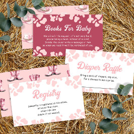 Tarjeta De Recepción Niñita de vaca rosa Rodeo Diaper Raffle