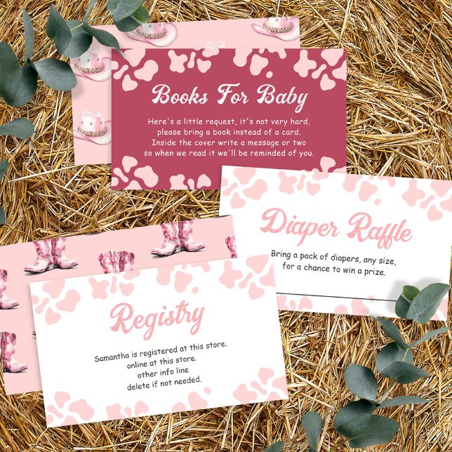 Tarjeta De Recepción Niñita de vaca rosa Rodeo Diaper Raffle (Subido por el creador)