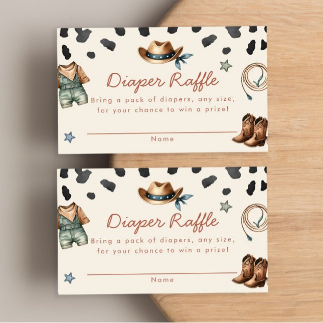 Tarjeta De Recepción Niñito Vaquero bebé ducha pañales rifa (Subido por el creador)