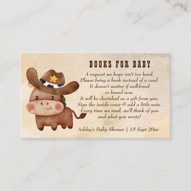 Tarjeta De Recepción Niñito vaquero lindo caballo bebé en una ducha de  (Anverso)