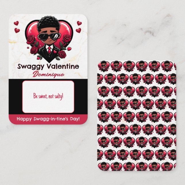 Tarjeta De Recepción Niño afroamericano de clase Valentine Candy (Anverso / Reverso)