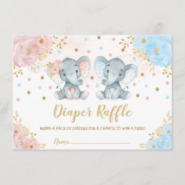 Tarjeta De Recepción Niño Chica de elefante lindo Diaper Raffle