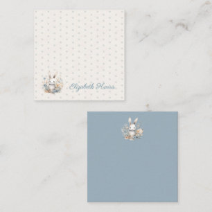 Tarjeta De Recepción Niño: Conejo azul y flores