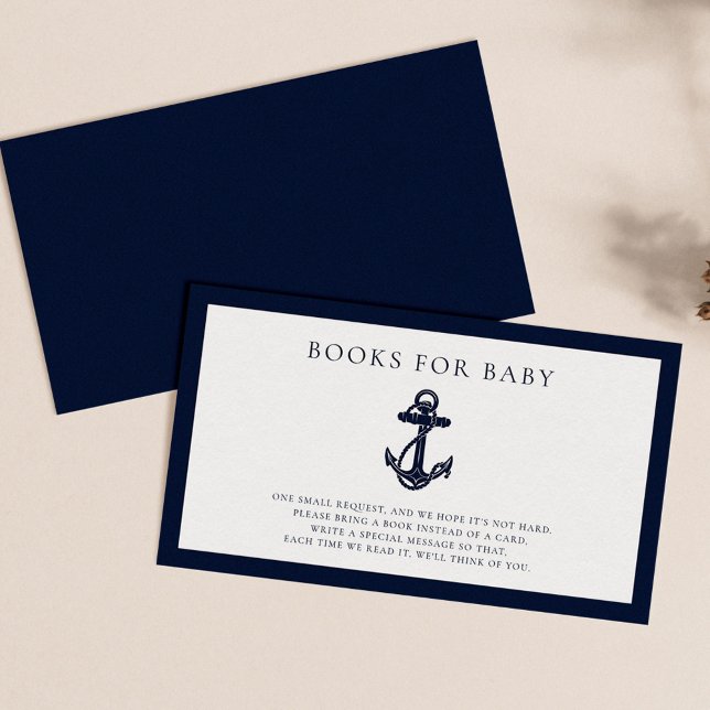 Tarjeta De Recepción Niño de edad náutica: Libros de Baby Shower para b (Nautical Anchor Baby Shower Books Request Enclosure Card)