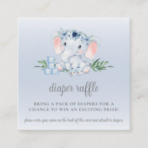 Tarjeta De Recepción Niño elefante lindo Baby Shower Diaper Raffle