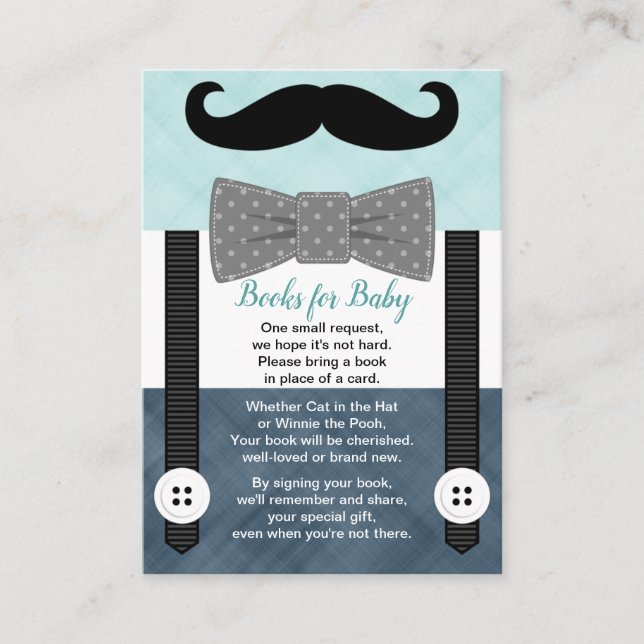 Tarjeta De Recepción niño pequeño bigote bigote menta menta solicitud d (Anverso)