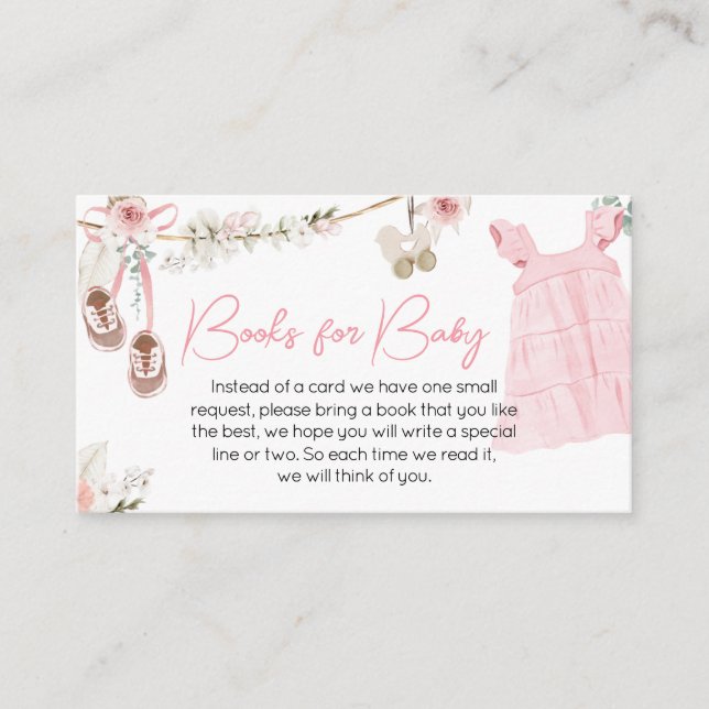 Tarjeta De Recepción Niños bebés niñas Boho Clothes libros para bebé (Anverso)