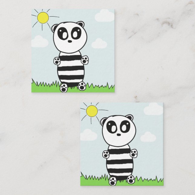 Tarjeta De Recepción Niños Panda  (Anverso / Reverso)