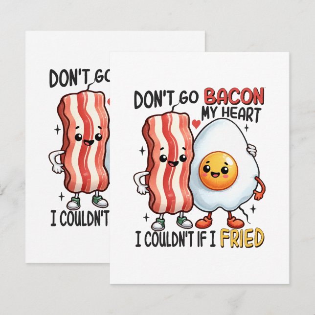 Tarjeta De Recepción No te vayas Bacon mi corazón (Anverso / Reverso)