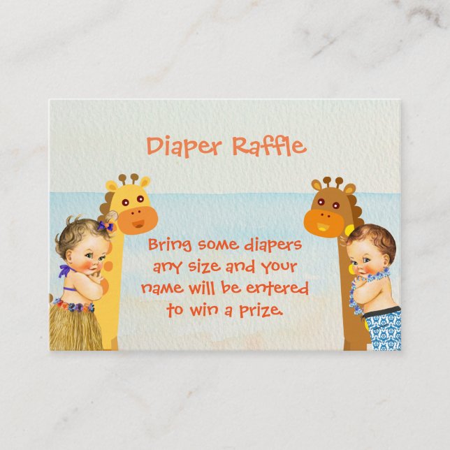 Tarjeta De Recepción Noah Arks Baby Shower Diaper Raffle Insert (Anverso)