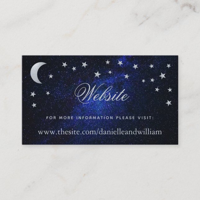 Tarjeta De Recepción Noche azul de Moon y Stars Boda Celestial (Anverso)