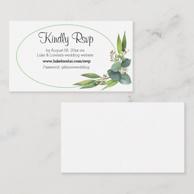 Tarjeta De Recepción Noche en línea RSVP (Anverso / Reverso)