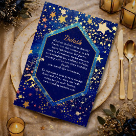 Tarjeta De Recepción Noche estrellada de boda mágica celestial de oro a