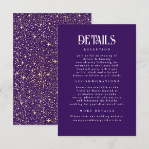 Tarjeta De Recepción Noche Stars Dark Púrpura Boda Detalles