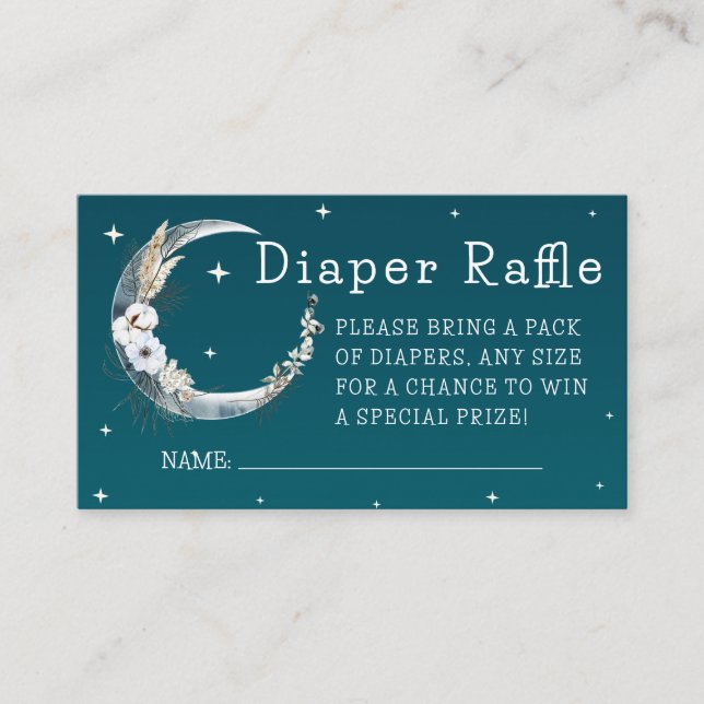 Tarjeta De Recepción Nocturna estrellada Boho Pampas Grass Diaper Raffl (Anverso)