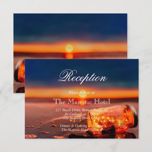 Tarjeta de recepción nocturna Sunset Beach Mason J (Anverso / Reverso)