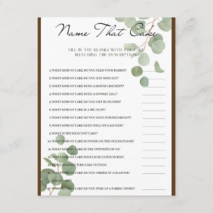 Tarjeta De Recepción Nombrar el juego de la fiesta de las novias