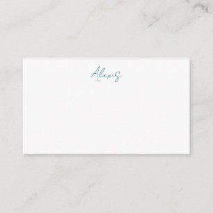 Tarjeta De Recepción Nombre Caligrafía Script Sencillo Simple Blanco Az