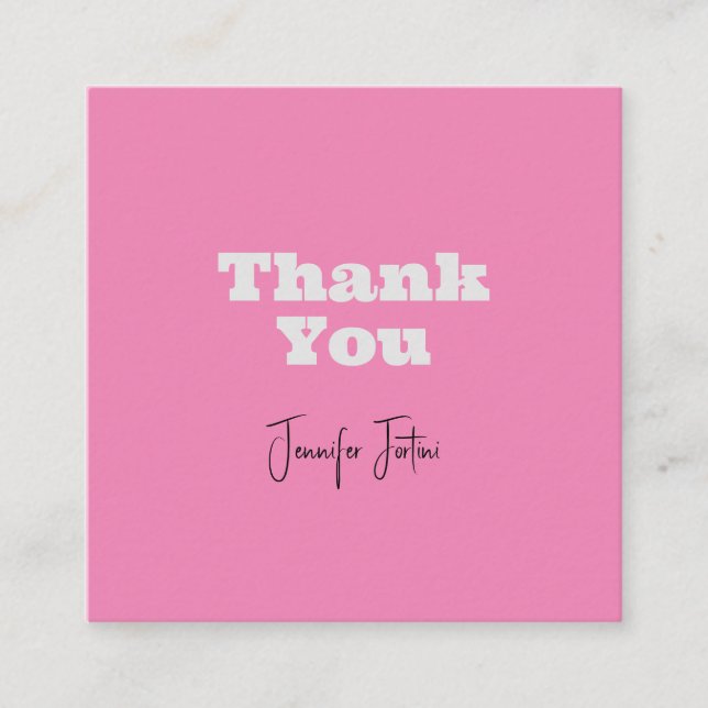Tarjeta De Recepción Nombre de caligrafía Elegante Llanto Rosa Gracias (Anverso)