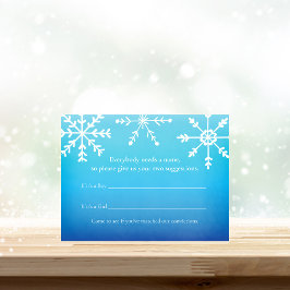Tarjeta De Recepción Nombre de copo de nieve azul Sugerencias para jueg