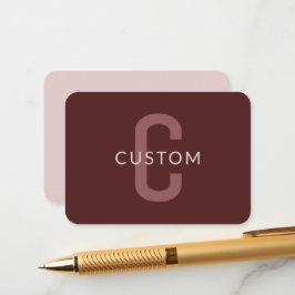 Tarjeta De Recepción Nombre Monogramado de aspecto moderno | Maroon Red