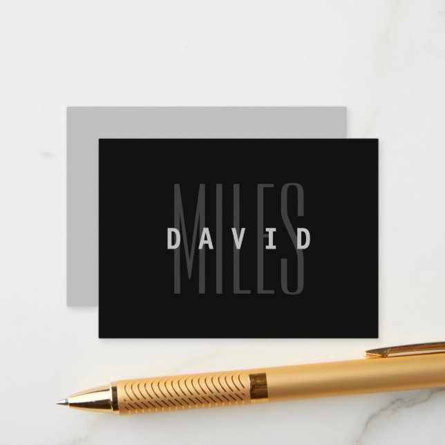 Tarjeta De Recepción Nombre y apellido de solapamiento moderno (Anverso/Reverso In Situ)