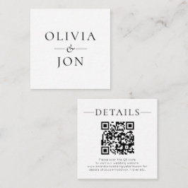 Tarjeta De Recepción Nombres Modernos Código QR Detalles de Boda Blanco