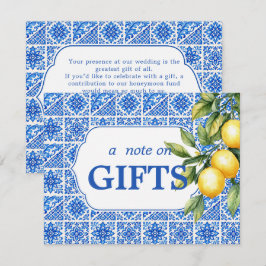 Tarjeta De Recepción 💙🍋Nota de Azul & Limone Romance sobre regalos