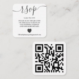 Tarjeta De Recepción Novedades de boda moderna en negro Rsvp Código Qr