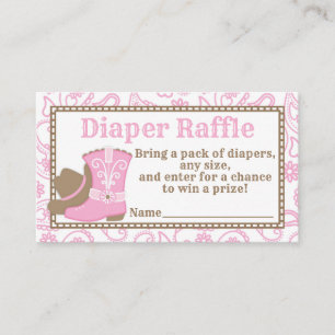 Tarjeta De Recepción Novia Baby Shower Diaper Raffle Ticket rosa