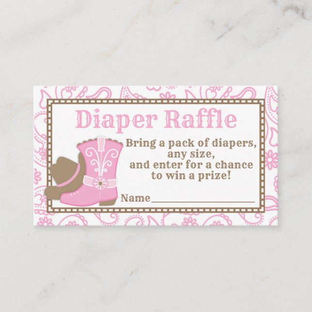 Tarjeta De Recepción Novia Baby Shower Diaper Raffle Ticket rosa (Anverso)
