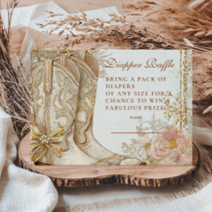 Tarjeta De Recepción Novia occidental boots contra el Diapper Floral