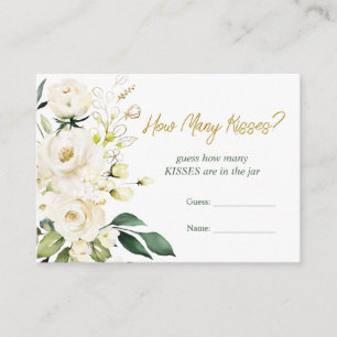Tarjeta De Recepción Novia verde de rosas blancas adivina cuántos besos