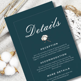 Tarjeta De Recepción Novia y Groom Cotton Green Elegant Wedding