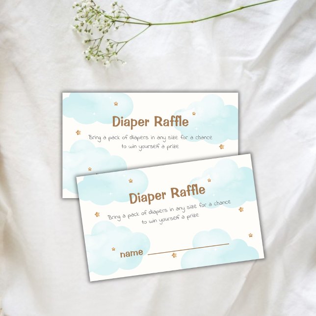 Tarjeta De Recepción Nube Neutra Nueve Estrellas Diaper Raffle Baby Sho (Neutral Cloud Nine Stars Diaper Raffle Baby Shower Enclosure Card)