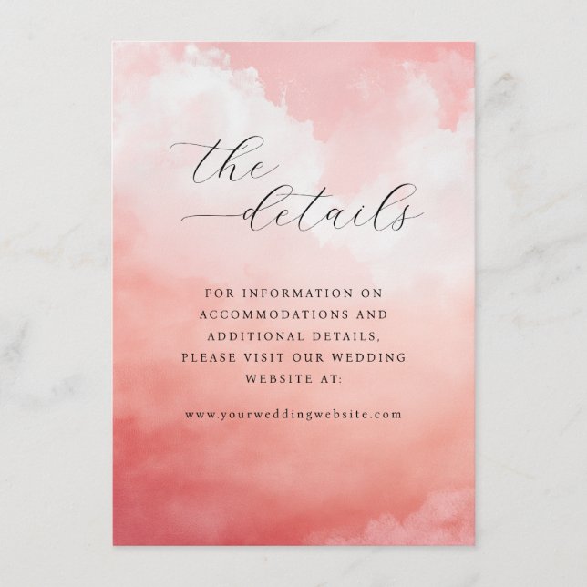 Tarjeta De Recepción Nubes de Acuarela Rosa Románticas (Anverso)