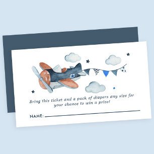 Tarjeta De Recepción Nubes de Avión Vintage Sorteo de Pañales para Baby