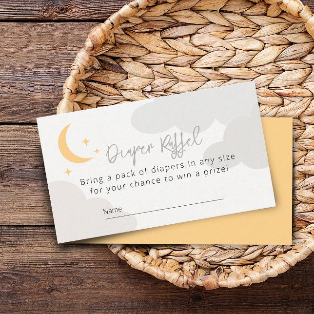 Tarjeta De Recepción Nubes lunares modernas Baby Shower Diaper Raffle (Modern Moon Clouds Baby Shower Diaper Raffle Enclosure Card)