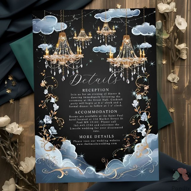 Tarjeta De Recepción Nubes místicas Boda de la lámpara de araña opulent (Subido por el creador)