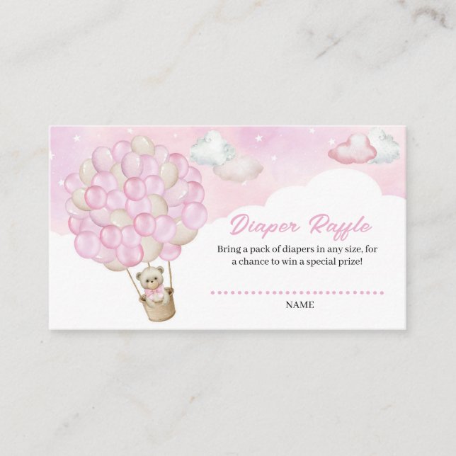 Tarjeta De Recepción Nubes rosadas cúpulas Oso de Oso de Teddy Globos D (Anverso)