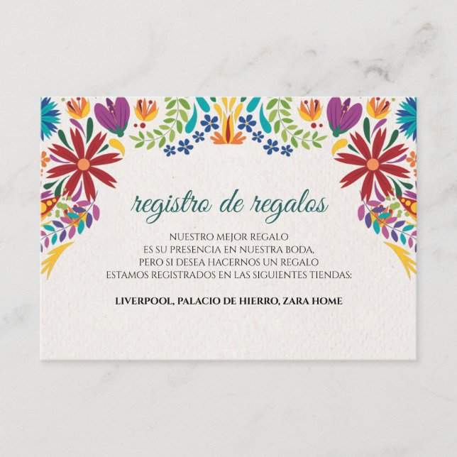 Tarjeta De Recepción Nuestra Boda Flowers Botanical Spanish Wedding (Anverso)