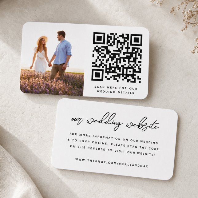 Tarjeta De Recepción Nuestra página web Boda | Código QR Foto simple RS (Direct guests seamlessly to your wedding website using this QR code photo invite enclosure card)