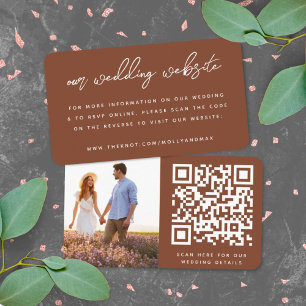 Tarjeta De Recepción Nuestra página web Boda Código QR Foto simple RS
