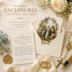 Tarjeta De Recepción Nuestra Señora de Caná Floral Católica Tradicional